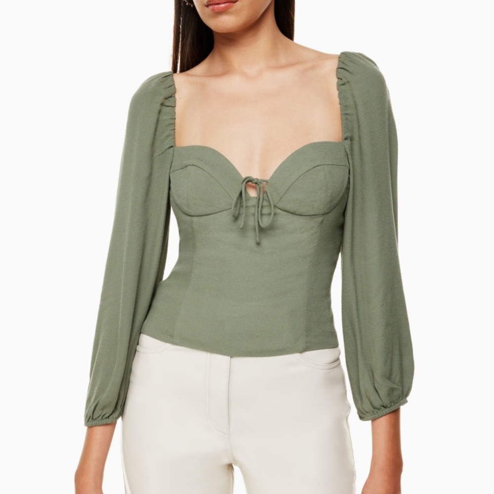 Aritzia Novella Green Blouse